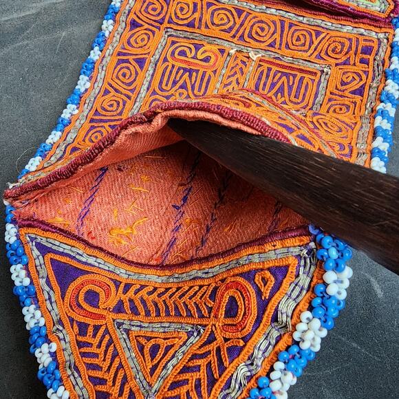 Kuchi Embroidered Pouch Wallet Central Asian Handmade Beaded 12"x5" - Picture 8 of 10